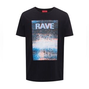 NWT Hugo Dafe Rave Print with 3m Hugo Logo T shirt in Black Size M